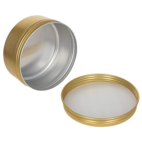 Image of Othmro 6Pcs 5.1oz Metal Round Tins Aluminum Tin Cans Jar Refillable Containers 150ml Tin Cans Tin Bottles Containers with Screw Lid for Salve Spices Lip Balm Tea Candies Gold 83x38mm