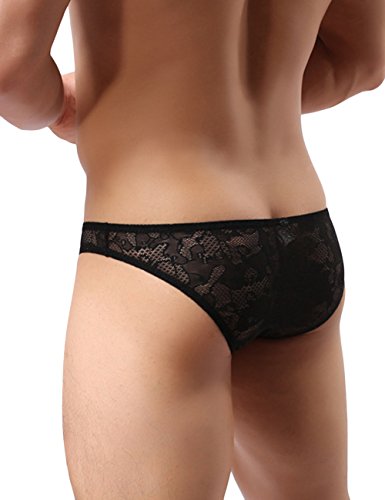 Sandbank Men's Sexy Lingerie Lace Panties Nylon Bikini Underwear Briefs (Us M, 4 Pack-Mix Color #1) #TOP3