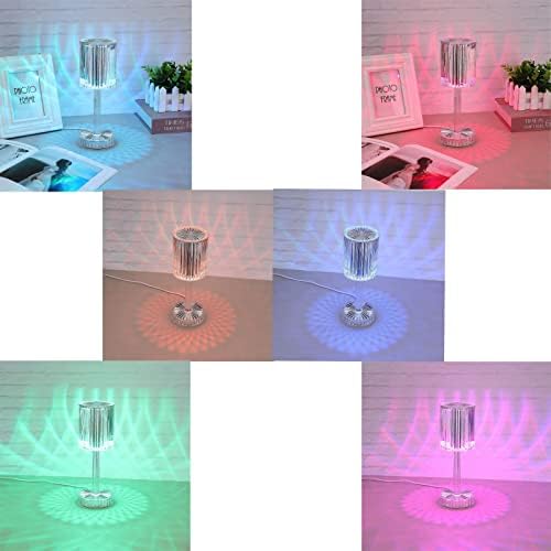 QYLJZB 16 Colors Crystal Lamp, Touching Control Gatsby Table Lamps Nightstand Lamp, Bedside Light Decor Atmosphere Light for Living Room Bedroom Party Bar and Gift, White,8.5 x 25cm
