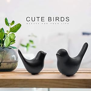 Notakia Small Animal Statues Home Decor Modern Style Birds Decorative Ornaments for Living Room Bedroom Office Desktop Cabinets Black 2Pcs