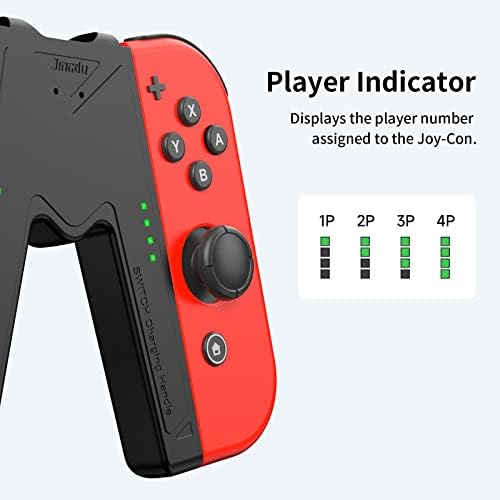 JINGDU Joy-Con Charging Grip Handle for Nintendo Switch, Jonstick Charging Comfort V-Shaped Gaming Grip Controller with Battery Indicators, Speed Charge While Play, Black