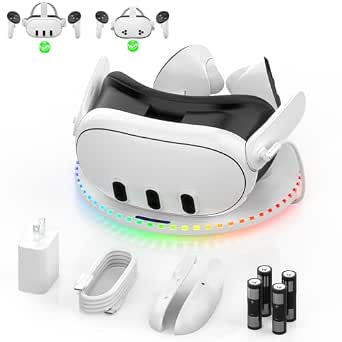 30W Fast Charging Dock for Meta Quest 3/3S with RGB Light and Rechargeable Batteries