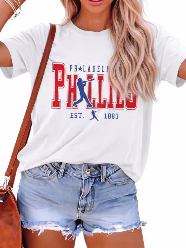 Baseball Shirts Women Game Day Mom T Shirt Funny Baseball Fan Graphic Tee Casual Short Sleeve Tops White