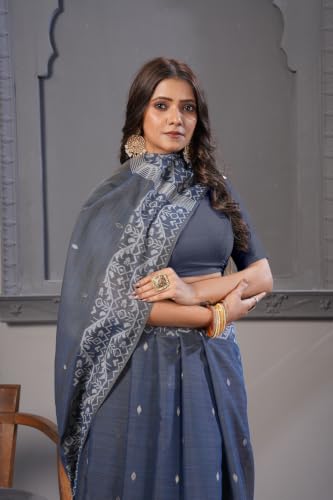KARAMKARI blue tussar silk saree in tussar silk – image 5