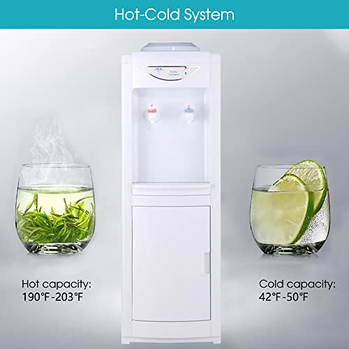 Comft Top Loading Water Cooler Water Dispenser - Cold & Cool Water, Child Safety Lock, 5 Gallon Water Dispenser For Home Office School Kitchen With Storage Cabinet, White (Rr1) #TOP2