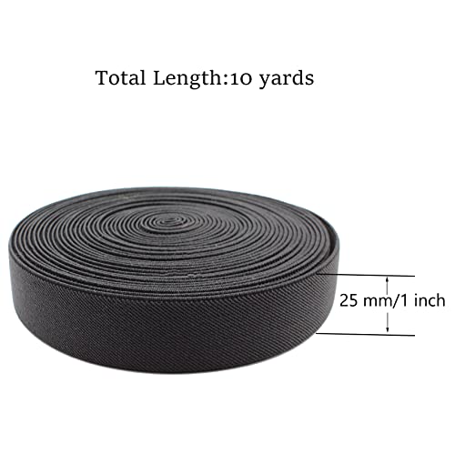 Dortrue 1 Inch 10 Yard Black Sewing Elastic Band Heavy Stretch High Elasticity Elastic Spool For Sewing Pants Waistband, Straps, Craft Diy Projects #TOP1