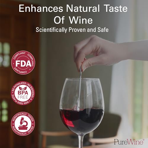 PureWine Weinfilter „The Wand“ mit Weinglas-Anhänger | Entfernt Histamine & Sulfite – Weniger Kopfschmerzen | Belüftet Wein in 3 Min | Einweg-Weinreiniger für Rot-, Weiß- & Schaumwein | Pink | 8 Stk.