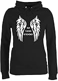 Motorrad Zubehör Biker - Nur fliegen ist schöner Flügel - L - Schwarz - Damen Hoodie flügel - JH001F - Damen Hoodie und Kapuzenpullover für Frauen