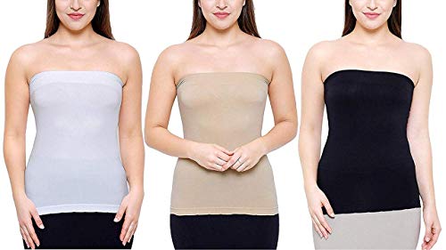 Image of Women's /Girl's Strapless Stretchable Long Bandeau Tube Top Camisole Free Size