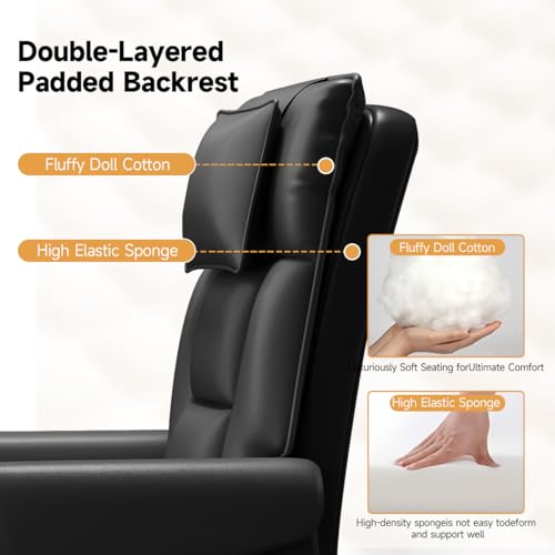 Image of Executive Office Chair with Wheels PU Leather Ergonomic Desk Chairs with Foot Rest High Back Computer Gaming Chairs for Home Office