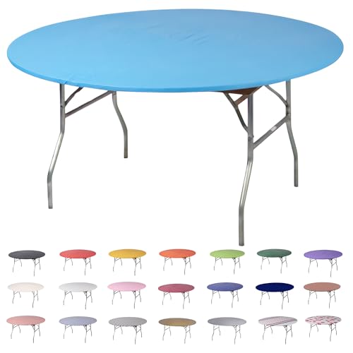 Kwik-Covers 10-Pk Fitted Plastic Table Cover Elastic (Light Blue 60" Round) by Designs by DaVal - Used condition - US$56.92