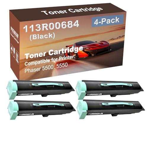 4-Pack Compatible High Yield Phaser 5500, 5550 Laser Printer Toner Cartridge Replacement for 113R00684 Printer Cartridge (Black) -  Cuxwill, ZYM-35785