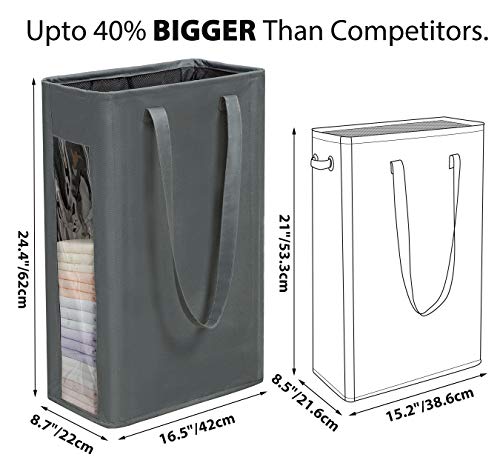 image for Chrislley 2 Pack Laundry Hampers Dark Light with Handles Sturdy Laundr