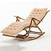 Bueuwe Chaise à Bascule en Bambou Pliante Inclinable pour Balcon Adulte à Domicile intérieur Chaise à Bascule Loisirs âgée avec Coussin de Chaise étendu,E