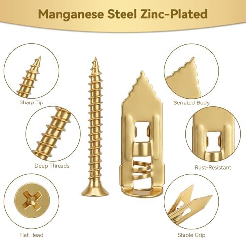 OGGZAQA 100pcs Self Drilling Drywall Anchors with Screws Kit, 50 Sheetrock Anchors & 50 Screws, 3 Sizes,No Pre-Drilling Required, for Wall Decor, Shelves, Pictures Hanging - 5