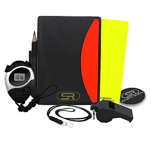 Kit Cartão De Árbitro C/Porta Cartão + Apito C/Cordão + Cronometro + Moeda +