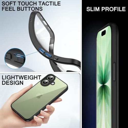 Image of VONZEE Clear Transparent Back Cover Case for iPhone 17 with Camera Protection Anti Yellow Slim Fit Anti-Fingerprint & Lightweight Protective Cover-Black