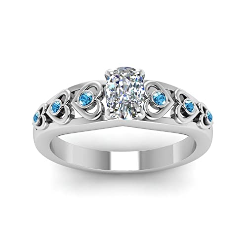 Image of 55Carat Choose Your Gemstone Heart Design Diamond CZ Accent Ring Sterling Silver Cushion Shape Side Stone Engagement Rings Matching Jewelry Wedding Jewelry Easy to Wear Gifts US Size 4 to 12