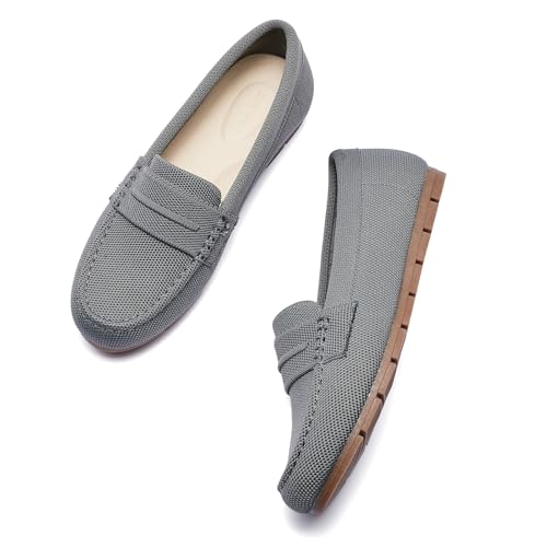 Image of Cvistpieo Loafers for Women Comfortable Dressy Casual Work Flats Lightweight & Breathable Slip On Walking Shoes Knit