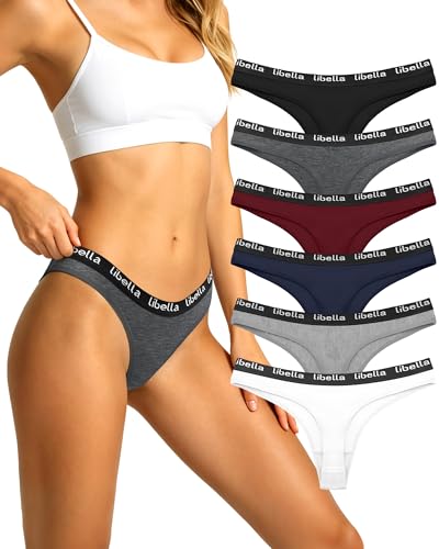 Libella (Lot de 6 String Femme - Coton Couleurs Vives - Sexy Tangas - 3207 UN2 S