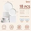 Sweese Plates and Bowls Sets,18 Pieces Modern Porcelain Dinnerware Set for 6 Handcrafted Uniqe Dinner Set Ceramic Dishware Dishes Microwave and Dishwasher Safe, White