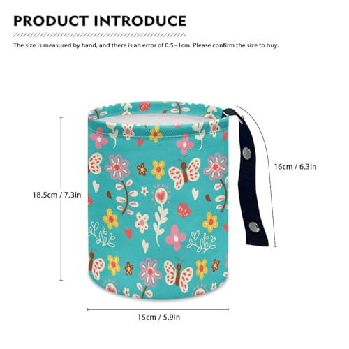 Image of Cartoon Daisy Butterfly Car Rubbish Bag Can Reusable Hanging Auto Garbage Organization Can Bin with Adjustable Strap for Camping，Travel Accessories