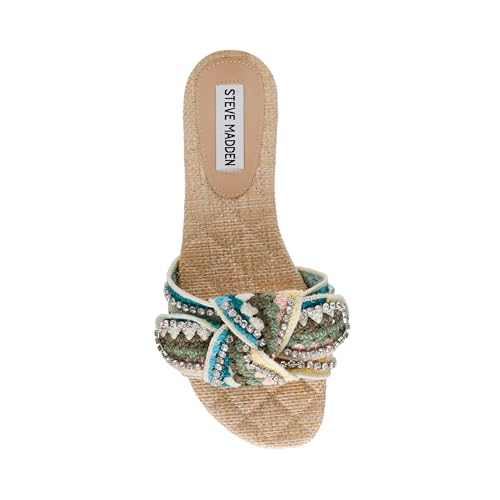 Steve Madden Women's Misha Sandal, Turquoise Multi, 9.5