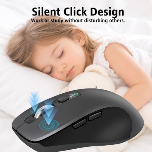 CITLLA Wireless Bluetooth Mouse, Multi-Device Ergonomic Mouse, Gray — view 5