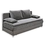 SVENJA Bequemes Schlafsofa mit Bettkasten, Stoffbezug Grau / Dunkelgrau - Klappbares Sofa mit Schlaffunktion und dekorativer Steppung - 208 x 82(90) x 93 cm (B/H/T)
