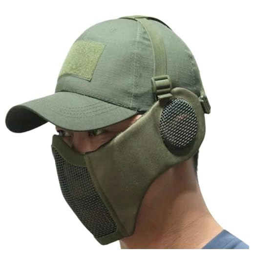 Masque Airsoft, Masque en Maille Airsoft et Ensemble de Capuchon de Baseball Patch, Visage avec Protection l'oreille pour Le Jeu Cosplay tir Paintball