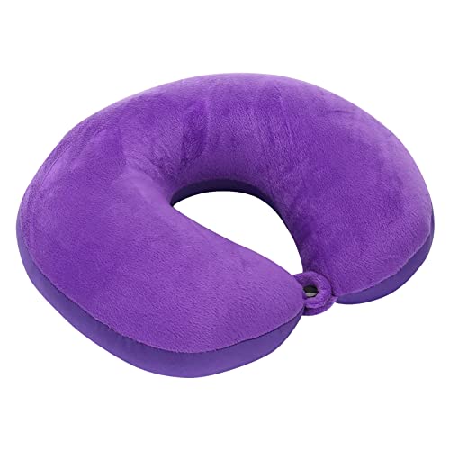 Almohada de cuello de viaje de espuma viscoelástica para viajes en avión, cómoda funda lavable, almohada de apoyo para el cuello para dormir, asientos para el aula (morado, talla única)