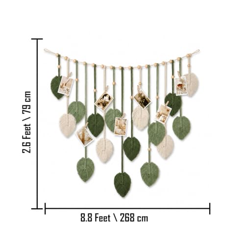 Image of Nostrae by Ekhasa Macrame Wall Hanging Leaves | Boho Wall Hanging Big Size | Handmade Macrame Wall Decor for Bedroom, Living Room, Balcony & Nursery | Boho Theme Home Decor Tapestry