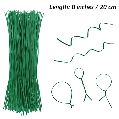 Plant Twist Ties - 8'' Plant Ties for Climbing Plants - Garden Ties Reusable Twist Ties Garden Twine for Plants Vines Cords Bags - Pack of 100, Green - Image 4