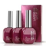 Lavender Violets Gel Nail Polish, Gel Top and Base Coat, No Wipe Matte & Shiny Top Coat, Long Lasting High Gloss and Matte Effects DIY at Home 0.4 Fl Oz/ 12ml Each Bot. F807