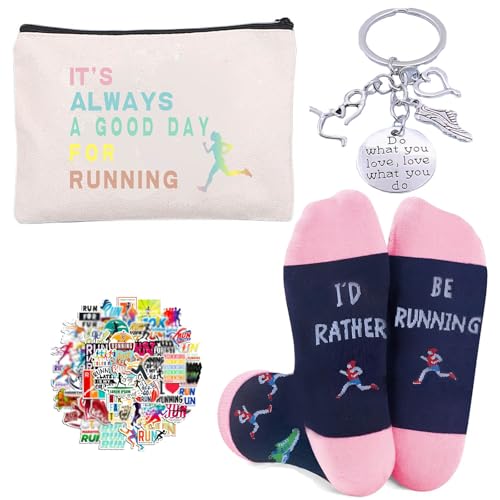 HIGHTERTON Running Gifts for Women Its a Good Day to Run Cosmetic Bags Socks Funny Gifts Set For Runners Marathon Lovers