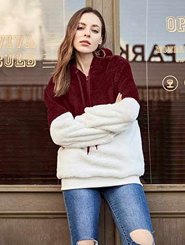 LONGYUAN Women Casual Hoodies Fashion Fuzzy Warm Pullover Sherpa Outerwear with Pockets3