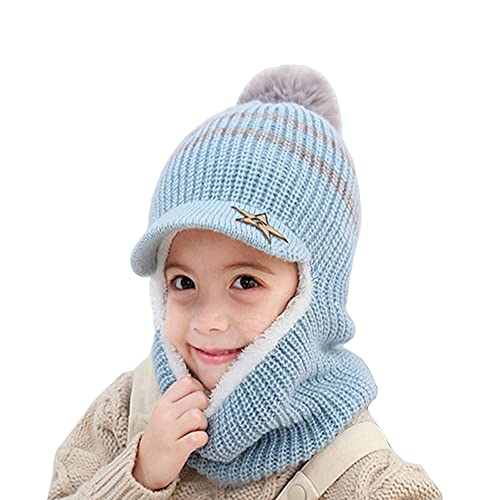 Kids Winter Plus Velvet Thickened face Protection Scarf Skull Caps Cute Beanie Cap Winter Soft Warm Knit Caps