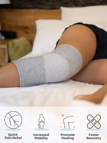 Image of Bamboo Compression Knee Sleeve, 2-Pack Bamboo Knee Sleeve Women Men Elastic Warm Slip-on Recovery Knee Brace for Arthritis Knee Pain