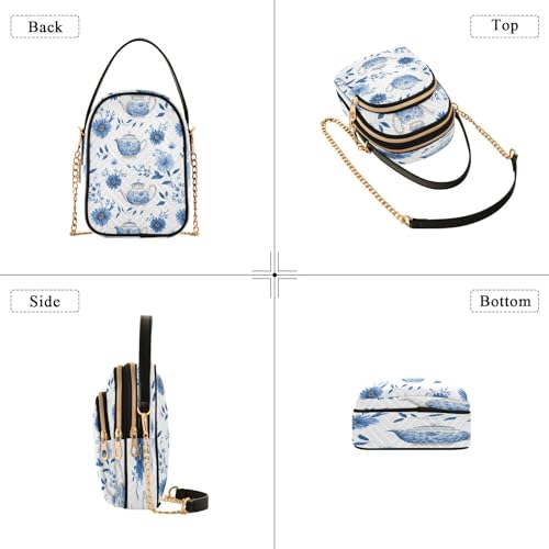 senya Teapot and Flowers Crossbody Handbags for Women Casual Leather Shoulder Phone Purse4
