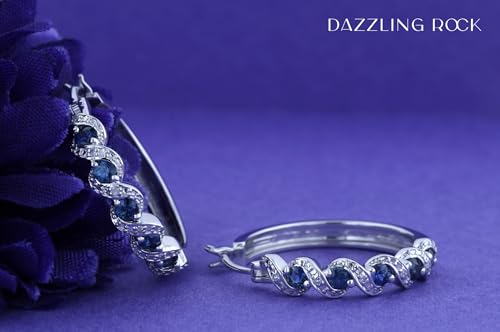 Dazzlingrock Collection Round Gemstone & White Diamond Twisted Waves Hinged Post Hoop Earrings for Her in 925 Sterling Silver3