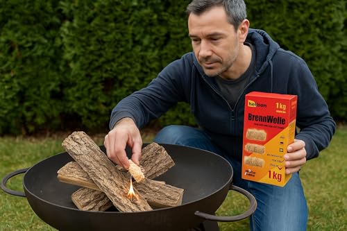 Premium BrennWolle - Anzünder aus Holz und Wachs, Grillen, Kamin, Lagerfeuer - MADE IN AUSTRIA - 100% nachhaltig, natürlich, Europäisches Holz, Europäische Norm für Anzündhilfen EN 1860-3:2023-08