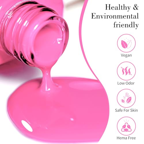 Image of CANNI 9ml Hot Pink Gel Nail Polish, High Gloss UV LED Soak Off Gel