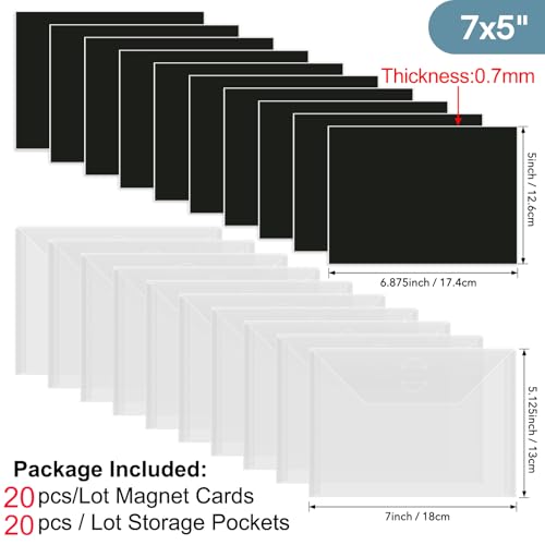 Image of 40PCS Dies & Stamps Storage Pockets and Magnet Sheets,0.7mm Thickness Magnetic Sheets for Dies Storage,7X5inch Craft Die Storage Envelopes,Magnetic Die Storage, Stamp and Die Storage Pockets