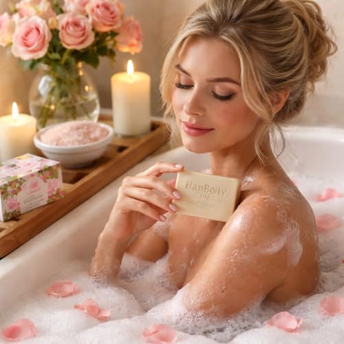 Eamecl Fragrance Soap Bar - Large Luxury Bath Soap for Women & Men, Moisturizing with Olive Fruit Oil & Avocado Butter, Bath, Face & Hand Washing (2x7 OZ, English Rose) — view 6