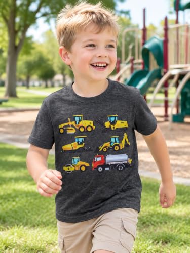 Funnycokid Toddler Boys Shirts 4T 5T Tshirt Construction Truck Grey - image 2