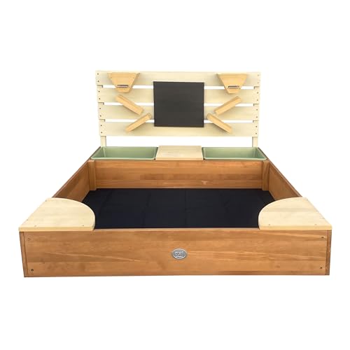 Bac à sable en bois Axi Cato avec mur d'activités, tableau et bac à eau