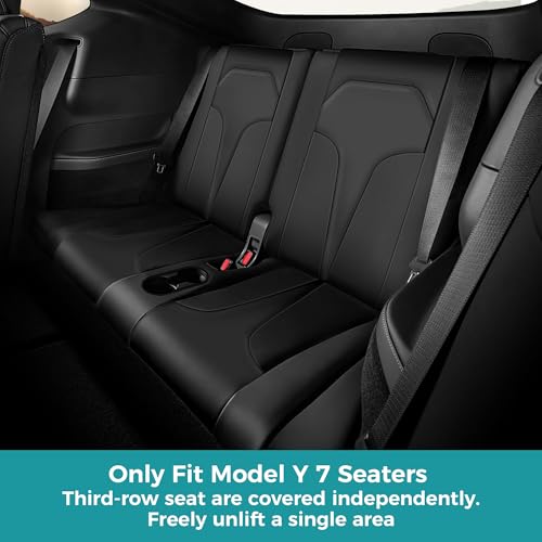 Image of Custom for Tesla Model Y Seat Covers Full Set (B-Black, 2022-2024)