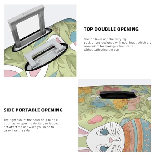 Easter Bunny Floral Print Travel Elastic Suitcase Luggage Baggage Cover Protector, Washable And Anti-Scratch 5