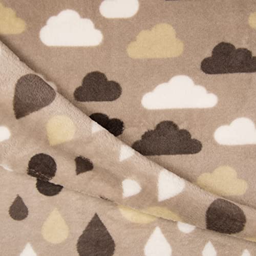 Tissu polaire réversible pour coudre des couvertures bébé imprimé nuages couleur sable