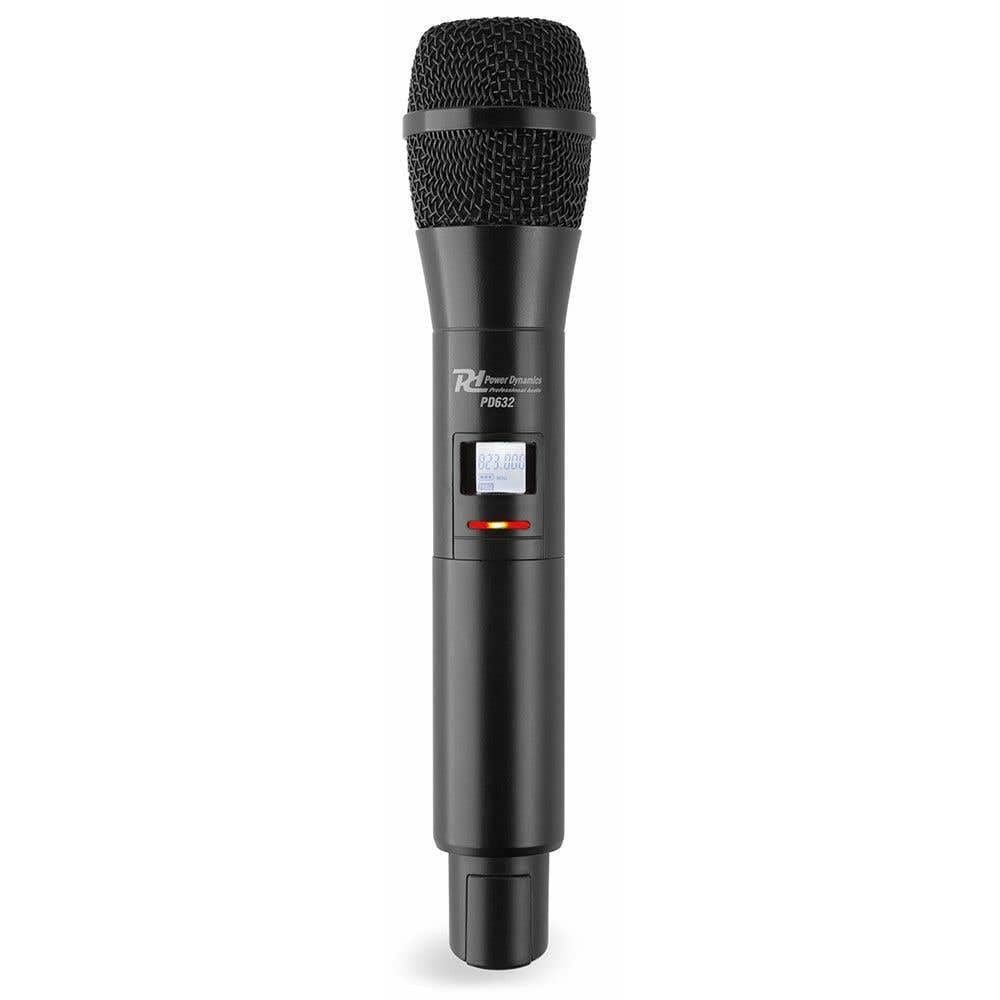 Power Dynamics PD632C Drahtloses Mikrofon und BodyPack mit Headset und UHF-Verstärker im Koffer | Hand und Kopfband oder Klappe, 20 UHF-Kanäle, XLR-Ausgänge, Rack-Montage